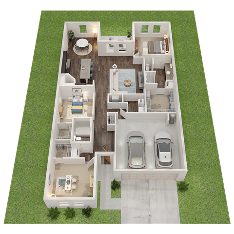 Floor plan for 3 beds, 2 baths, 1769 sqft